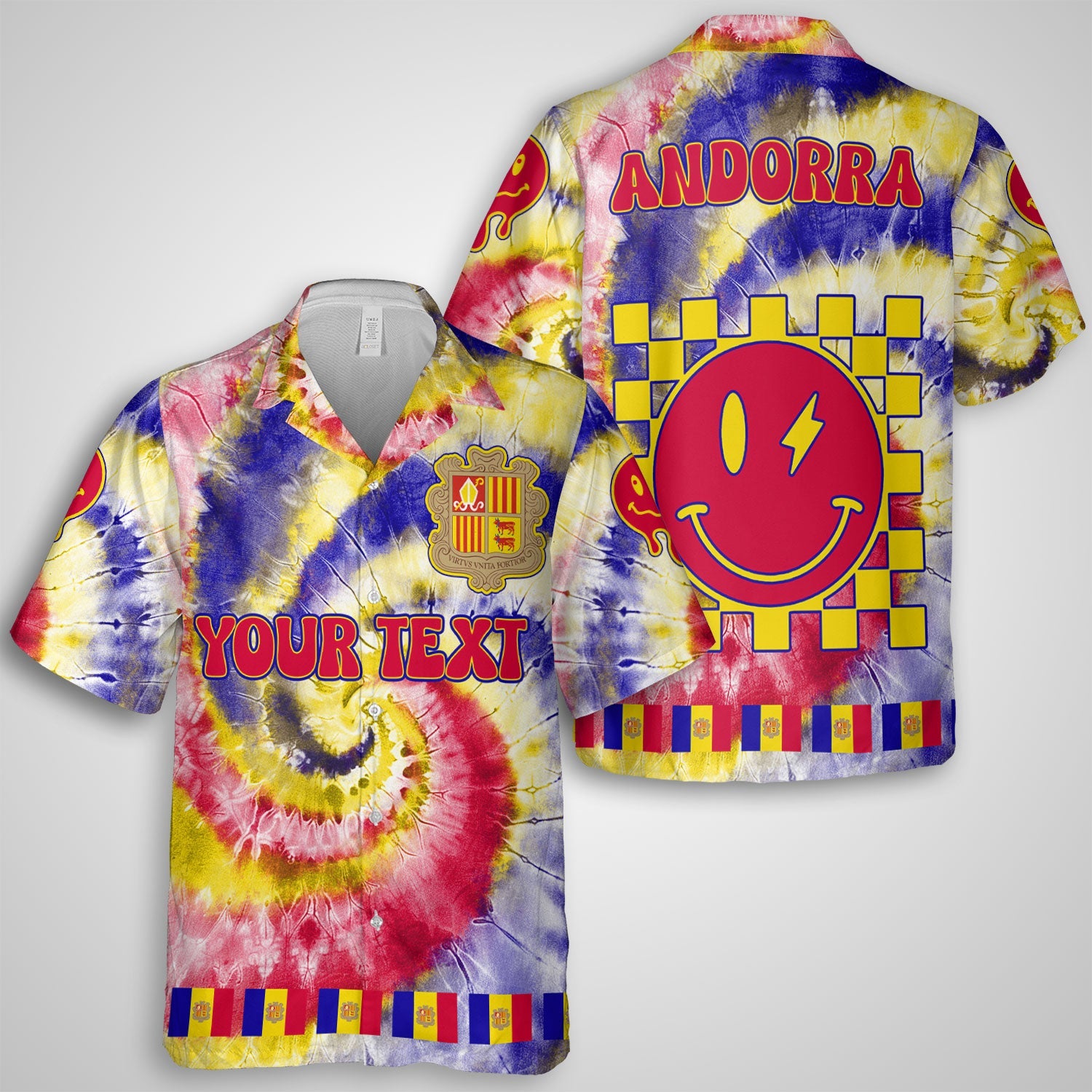 Andorra Hawaiian Shirt Custom Tie Dye Style 1