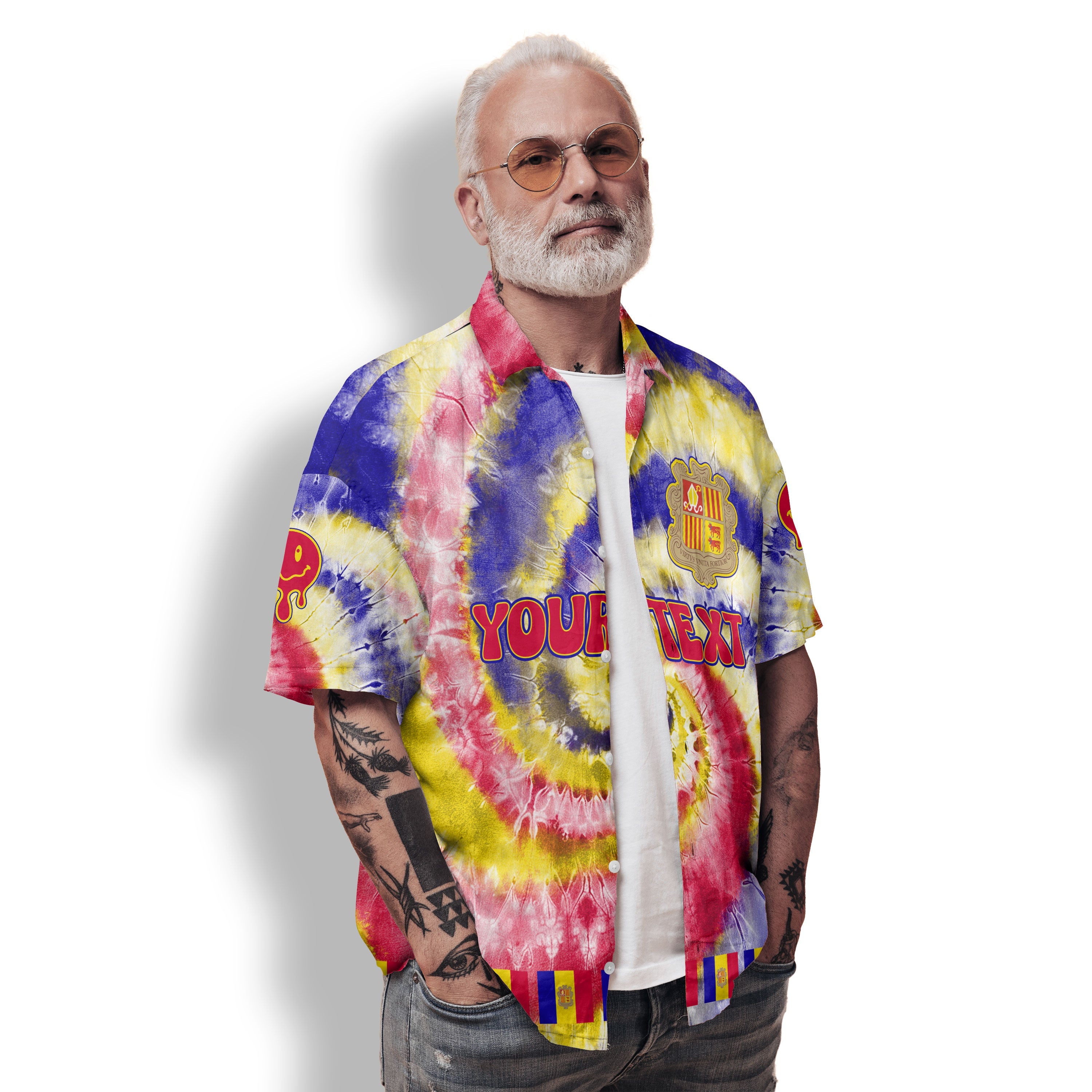 Andorra Hawaiian Shirt Custom Tie Dye Style 2