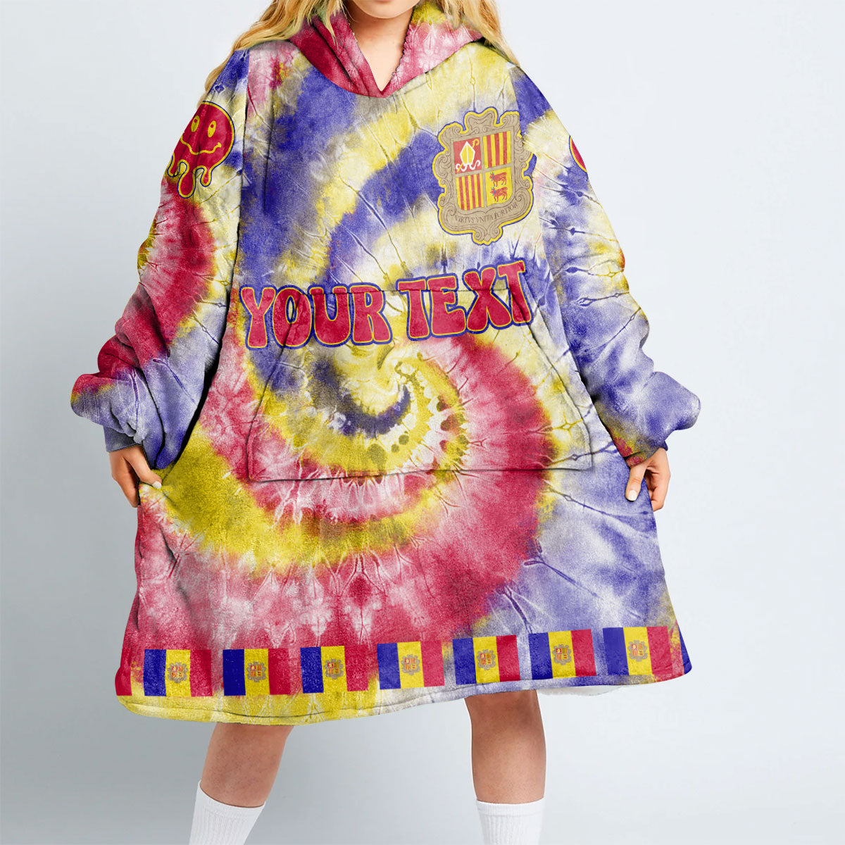 Andorra Hoodie Blanket Custom Tie Dye Style 2