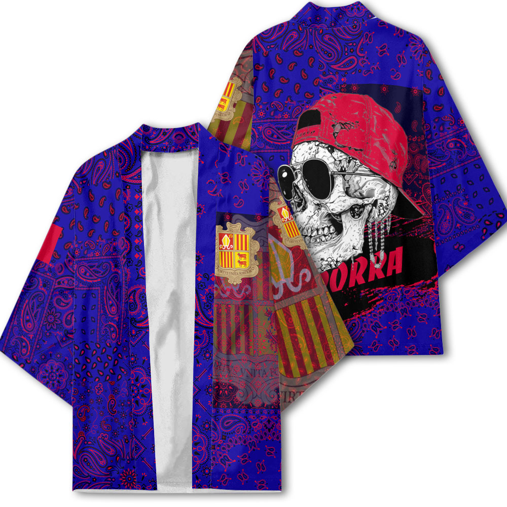 Andorra Kimono Paisley Flag And Skull Style 2