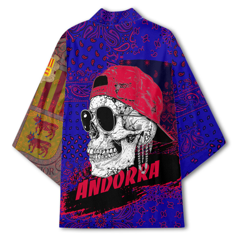 Andorra Kimono Paisley Flag And Skull Style 3