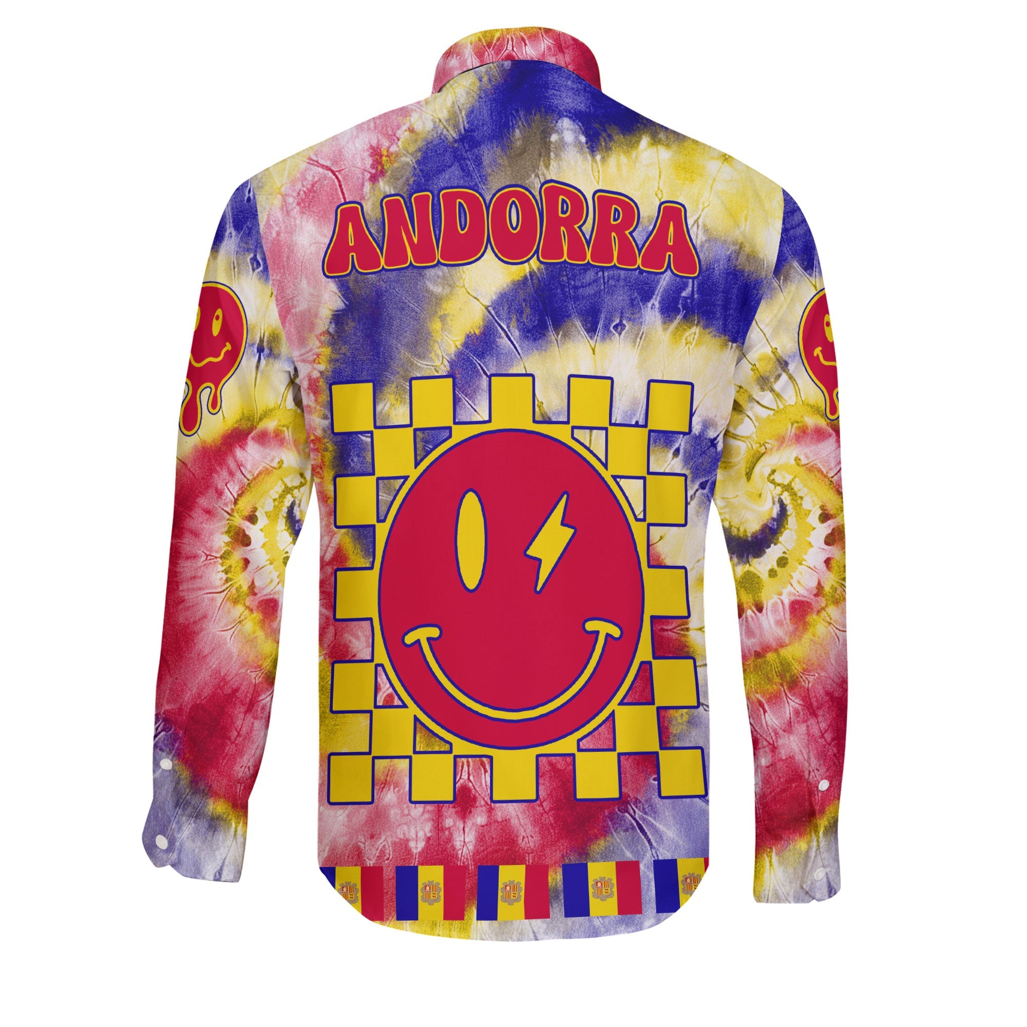 Andorra Long Sleeve Button Shirt Custom Tie Dye Style 2