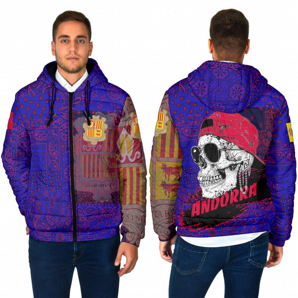 Andorra Men Hooded Padded Jacket Paisley Flag And Skull Style 1