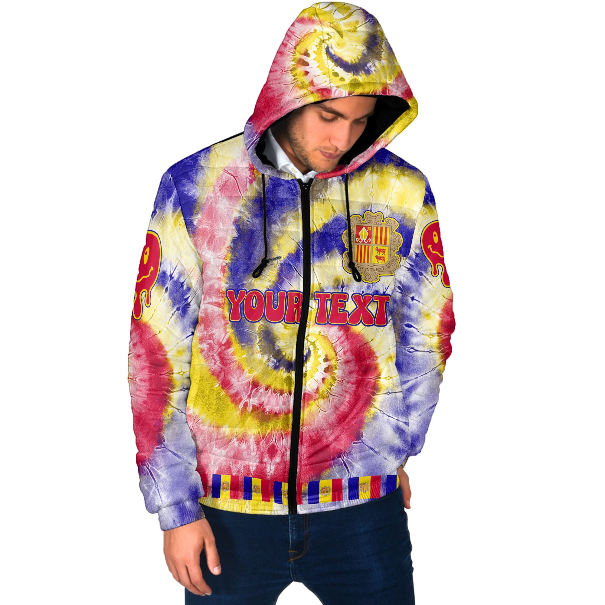 Andorra Men Hooded Padded Jacket Custom Tie Dye Style 2