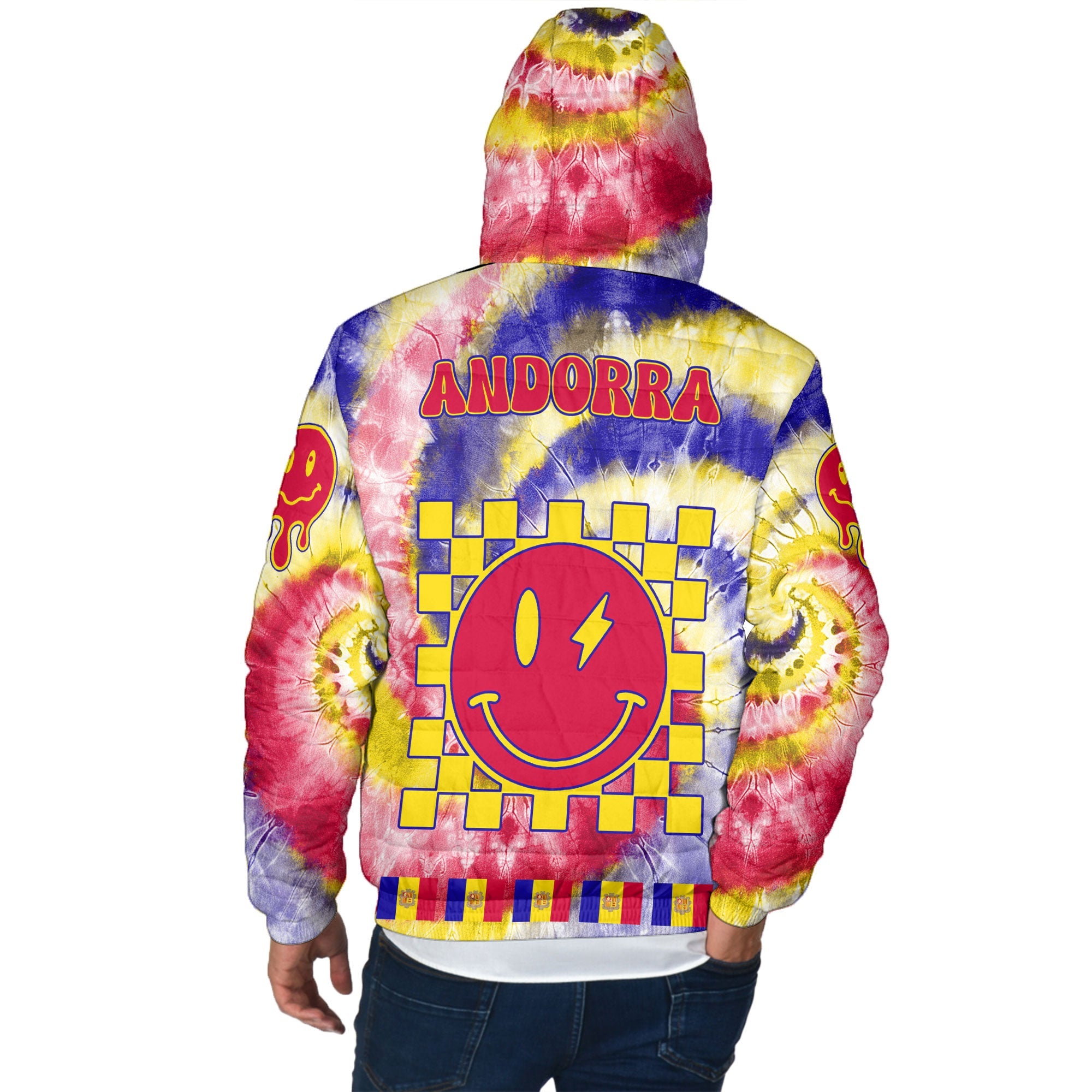 Andorra Men Hooded Padded Jacket Custom Tie Dye Style 3