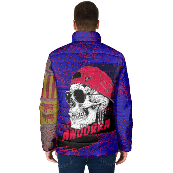 Andorra Men Padded Jacket Paisley Flag And Skull Style 2