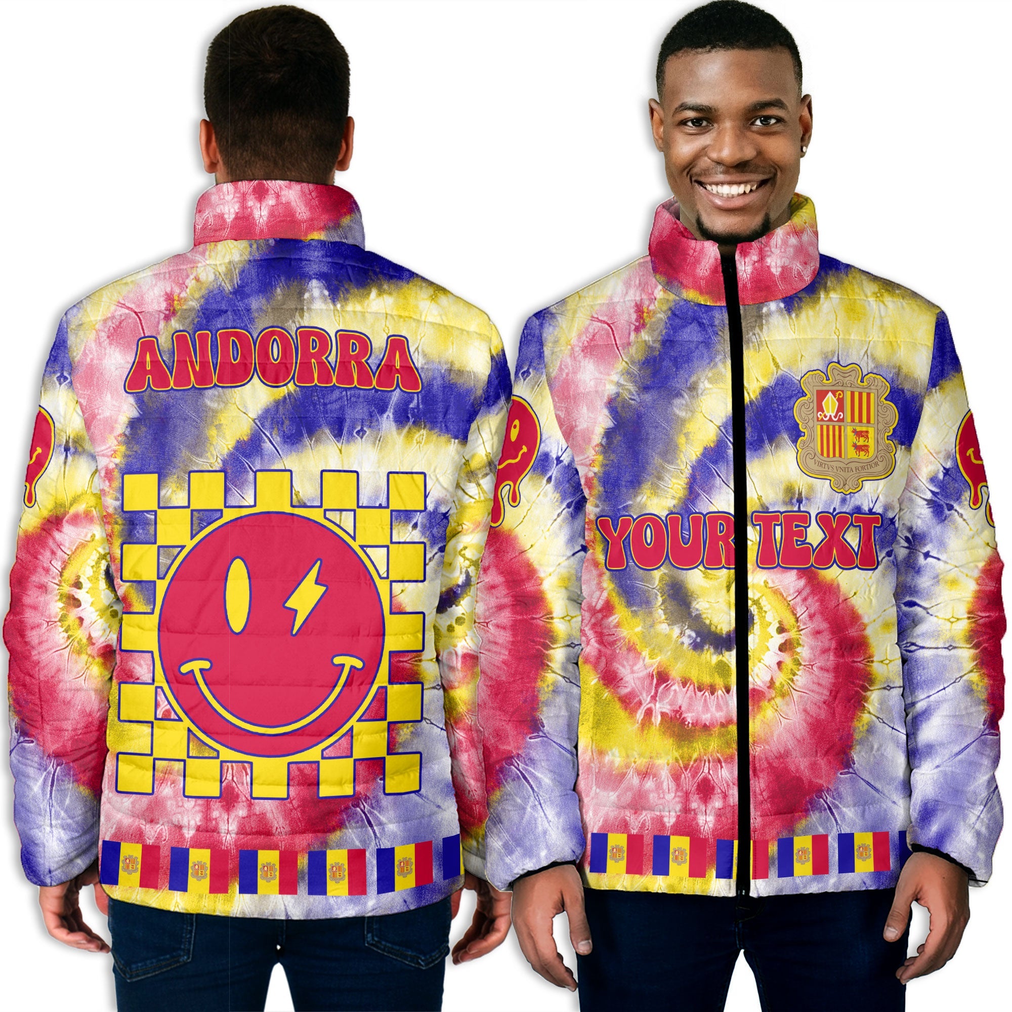 Andorra Men Padded Jacket Custom Tie Dye Style 3