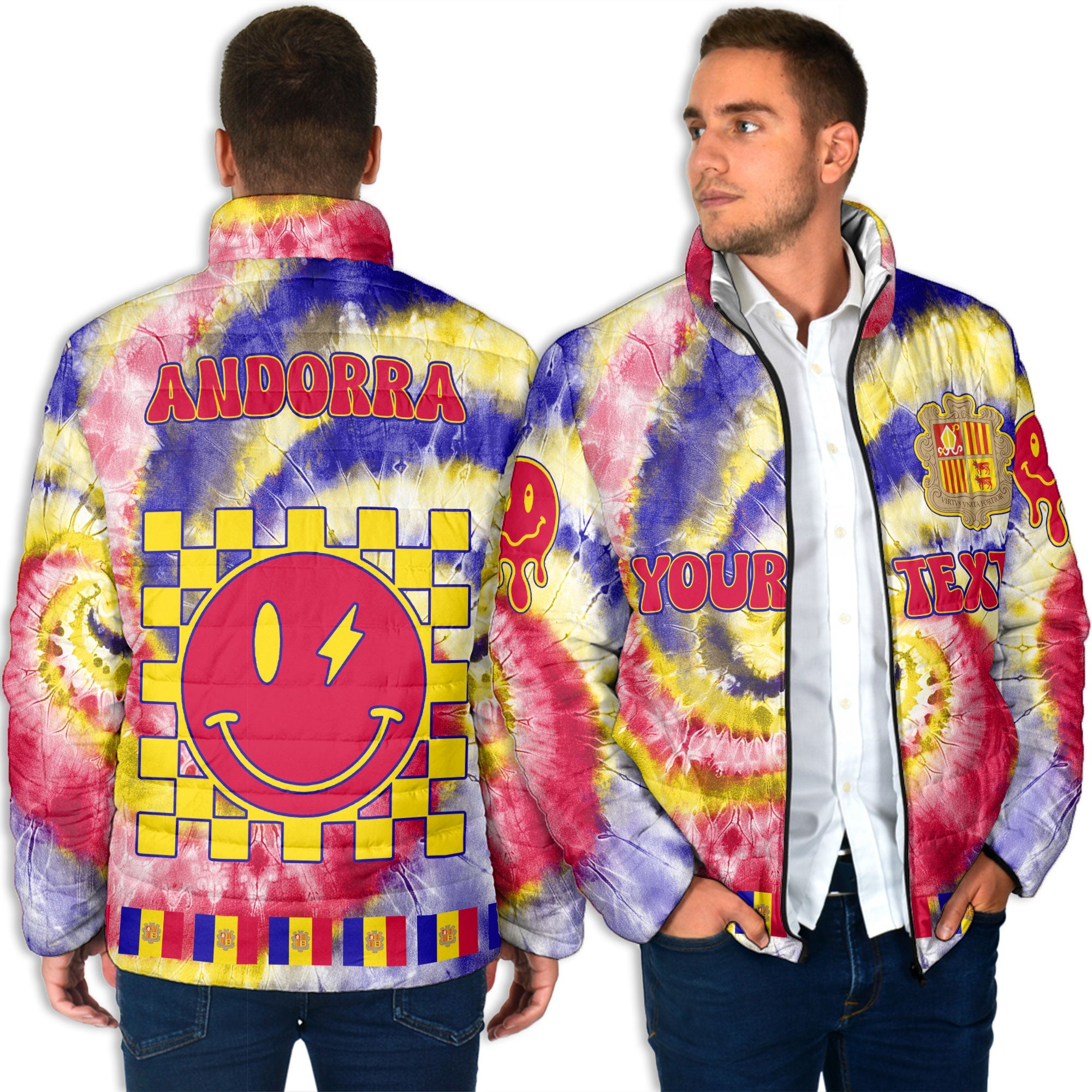 Andorra Men Padded Jacket Custom Tie Dye Style 4