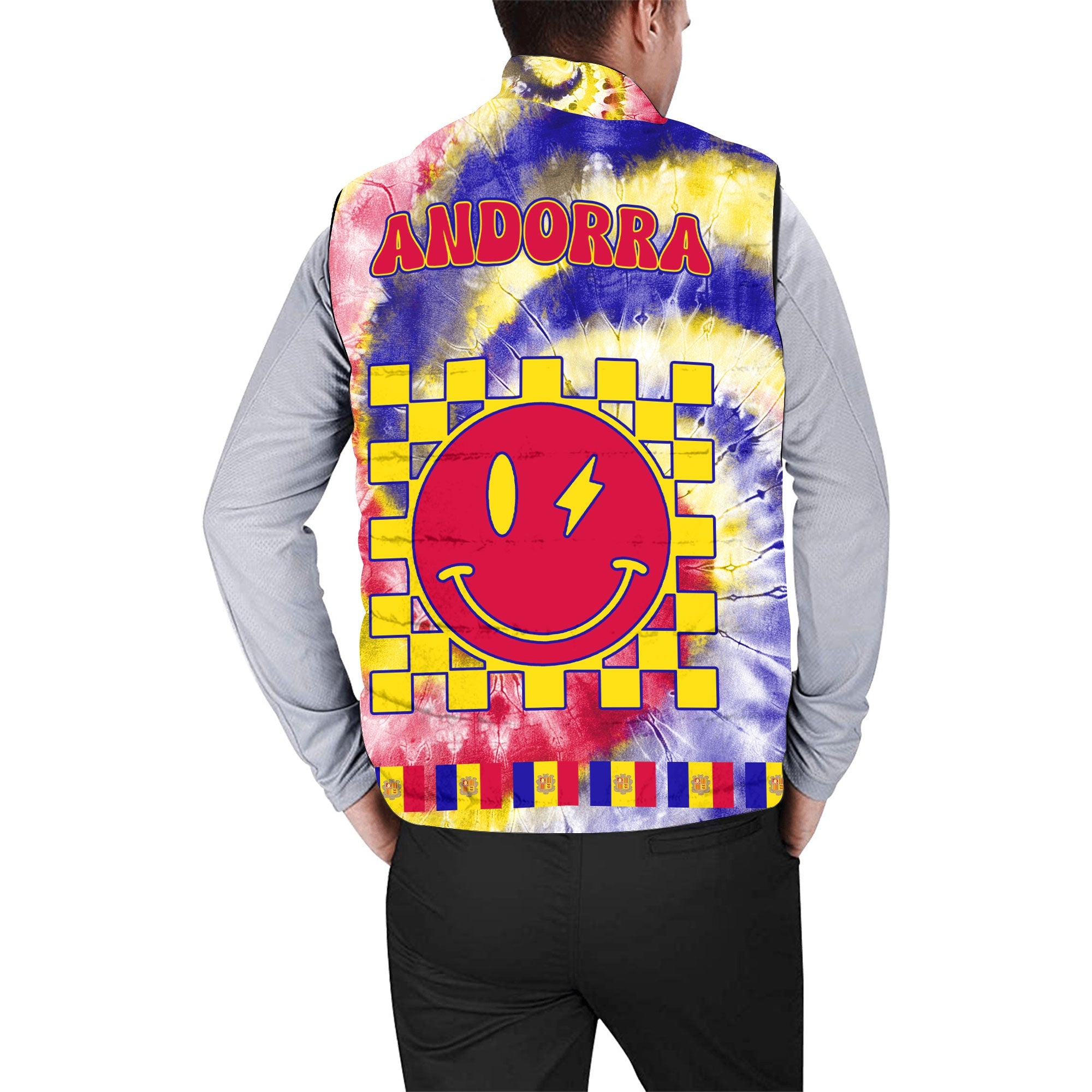 Andorra Men Padded Jacket Vest Custom Tie Dye Style 2