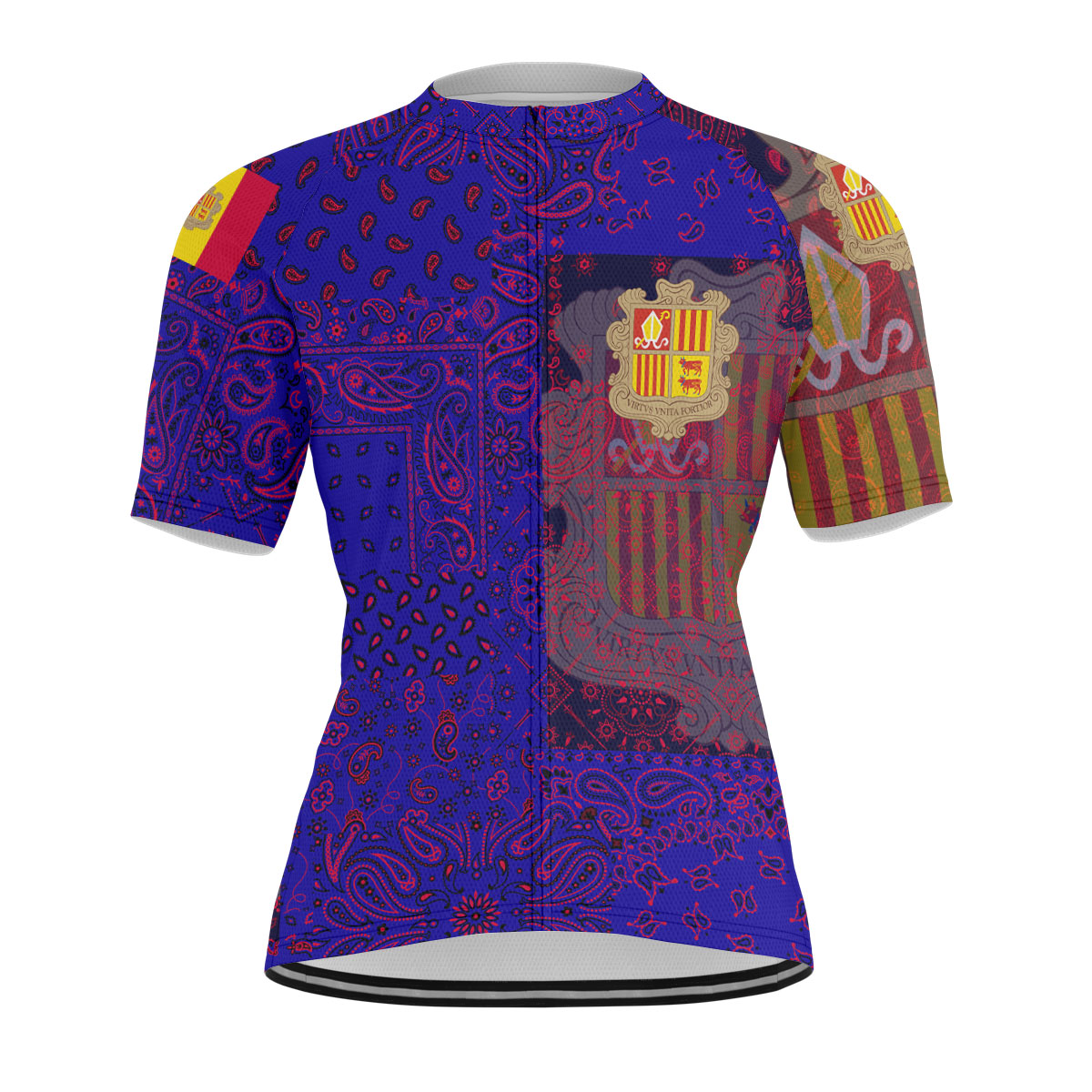 Andorra Men Cycling Jersey Paisley Flag And Skull Style 1