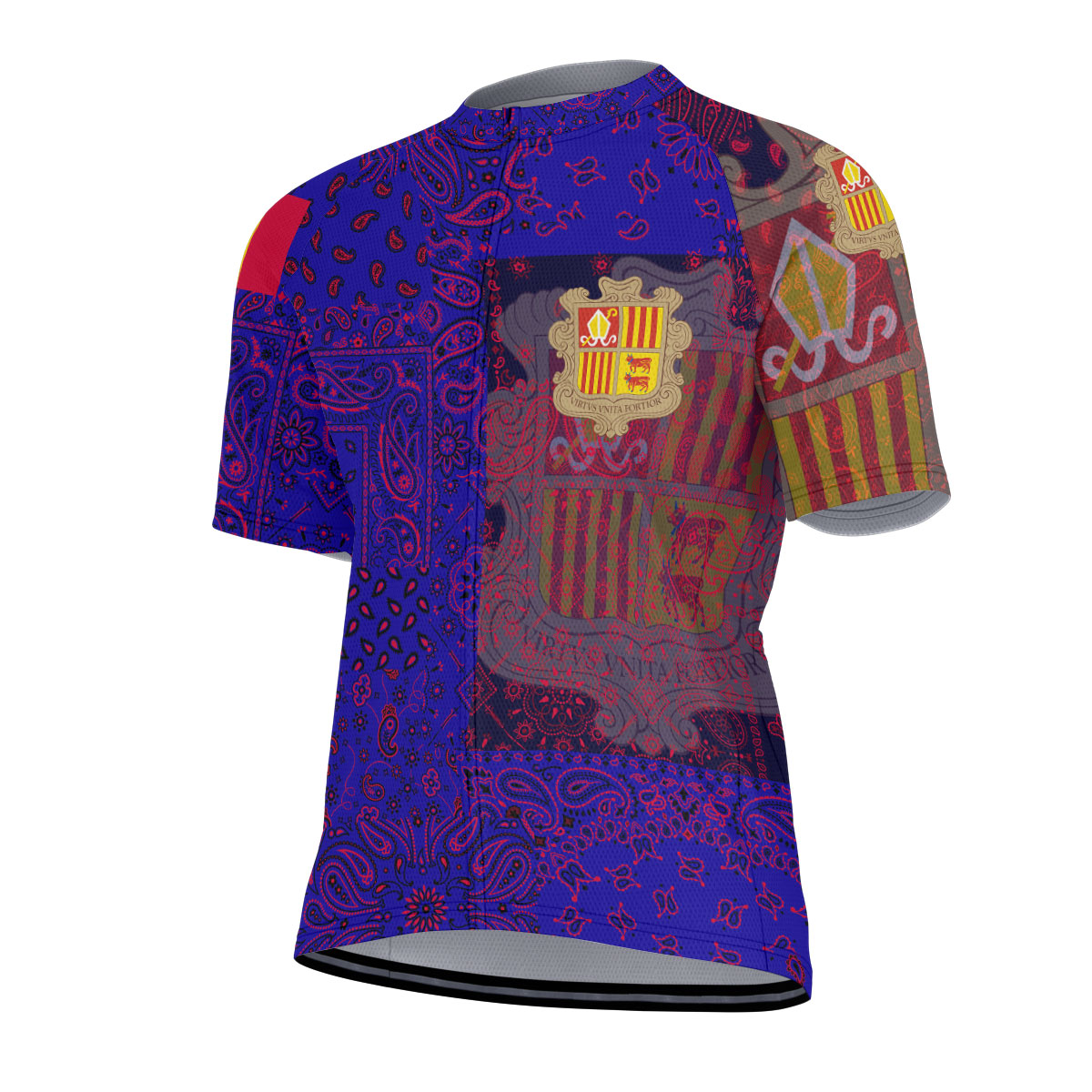 Andorra Men Cycling Jersey Paisley Flag And Skull Style 2