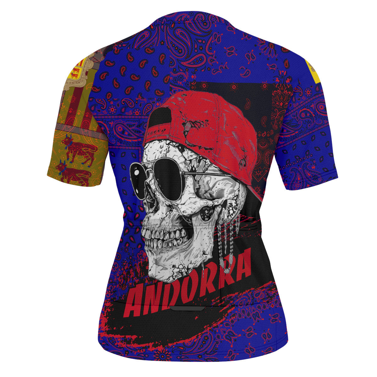 Andorra Men Cycling Jersey Paisley Flag And Skull Style 3