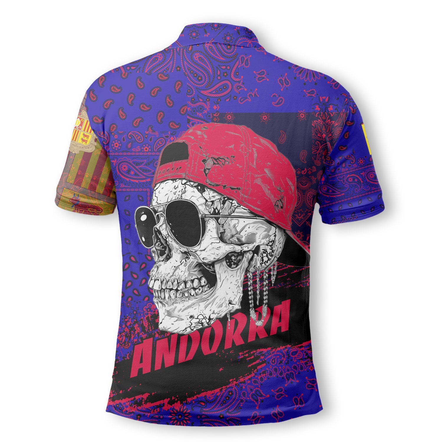 Andorra Polo Shirt Paisley Flag And Skull Style 3