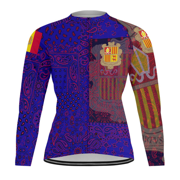 Andorra Raglan Men Cycling Jersey Long Sleeve Paisley Flag And Skull Style 1