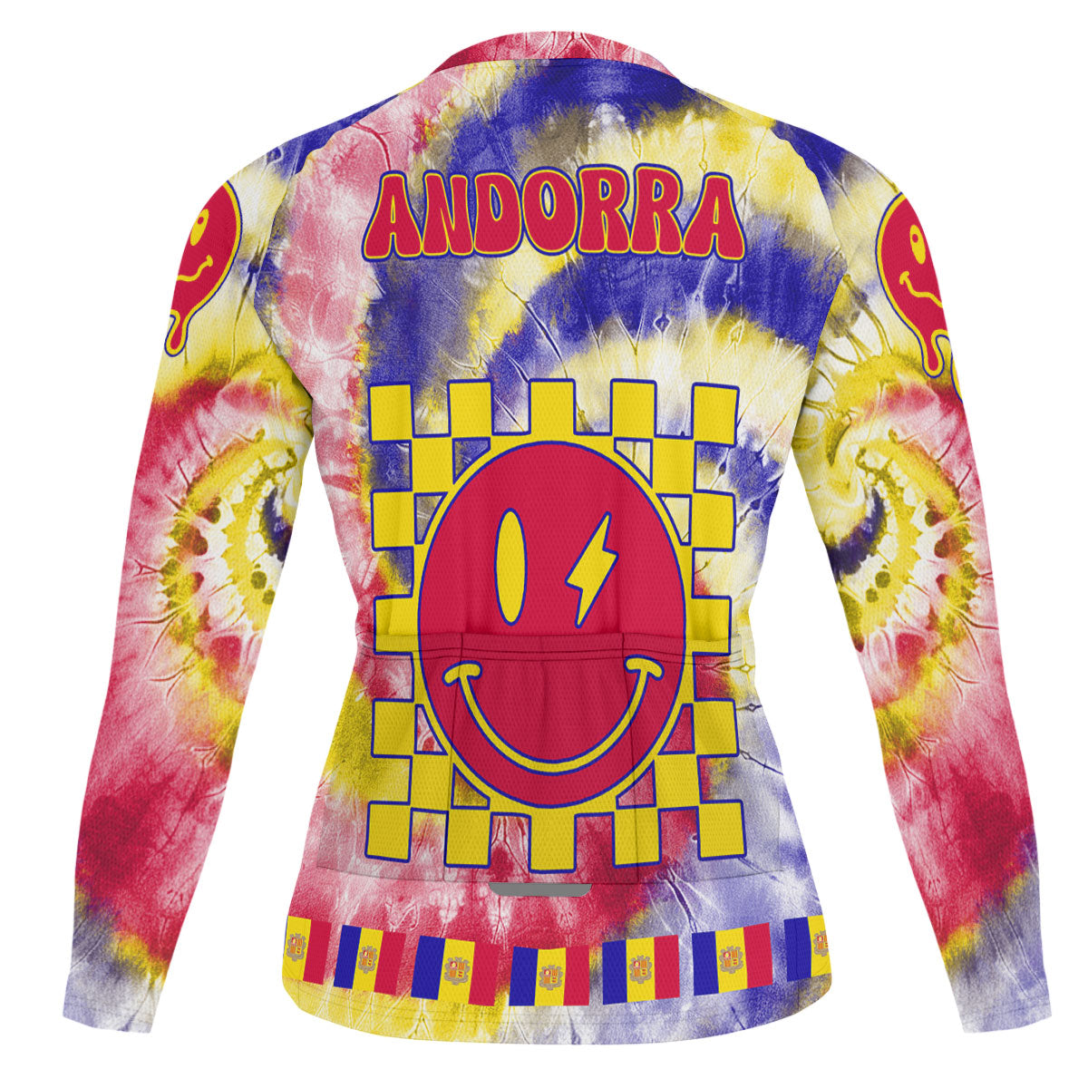 Andorra Raglan Men Cycling Jersey Long Sleeve Custom Tie Dye Style 1