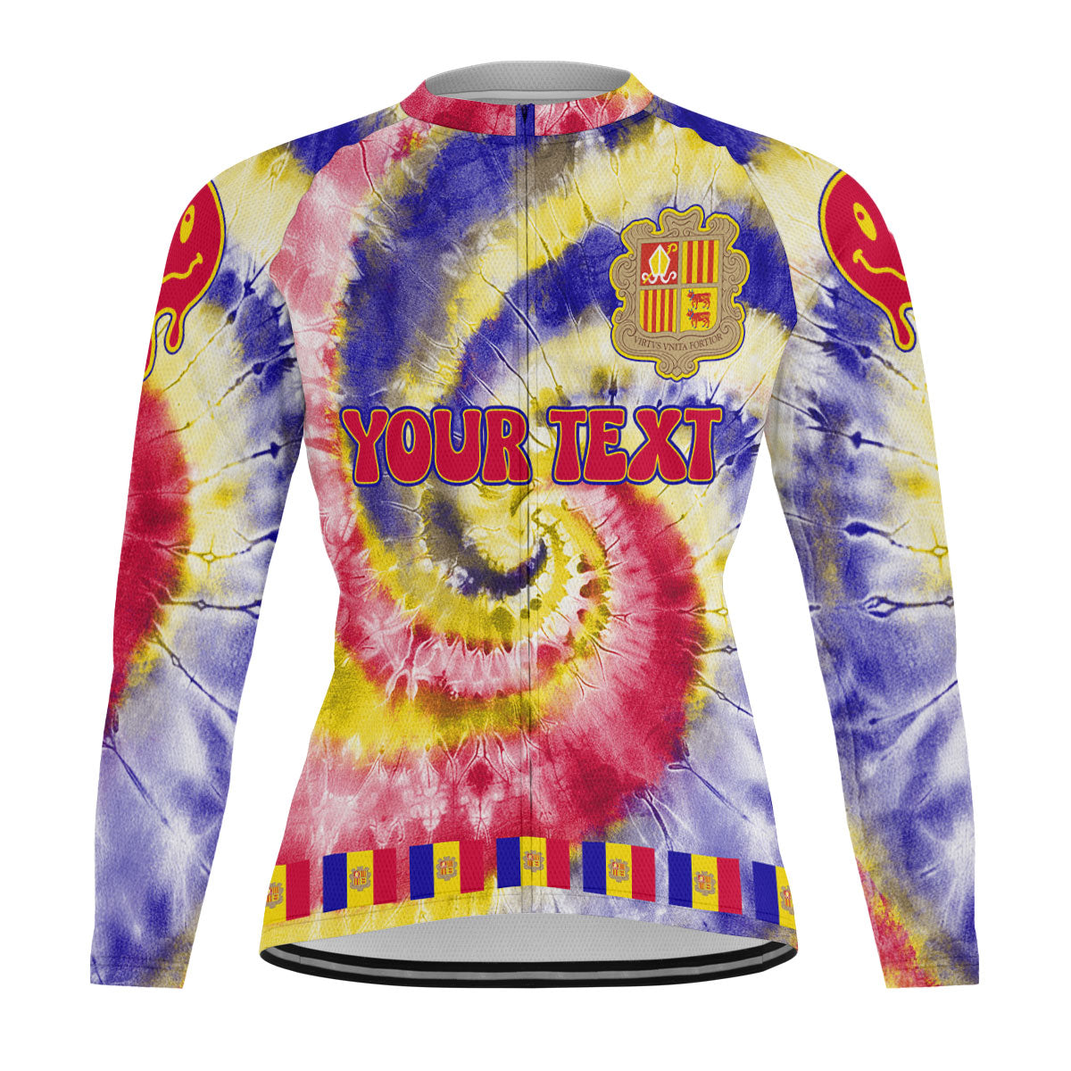 Andorra Raglan Men Cycling Jersey Long Sleeve Custom Tie Dye Style 3