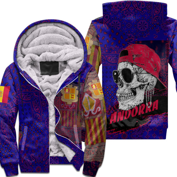 Andorra Sherpa Hoodie Paisley Flag And Skull Style 1