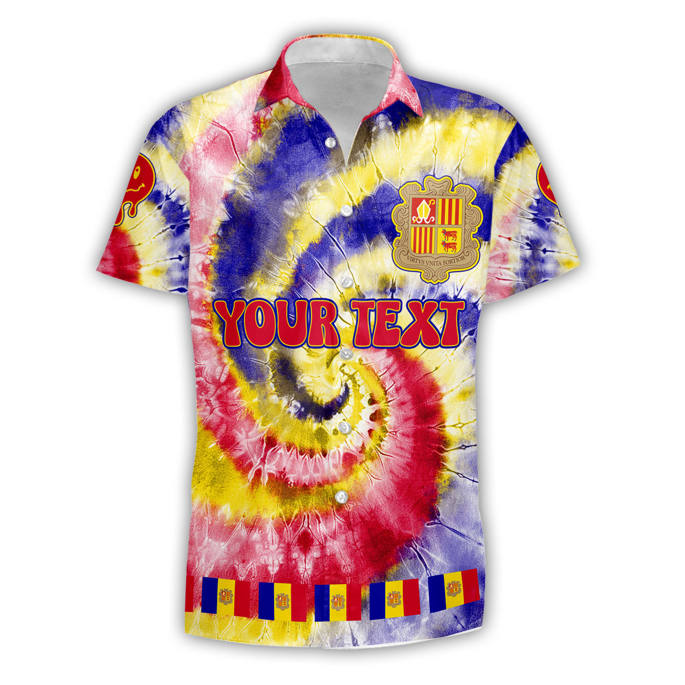 Andorra Short Sleeve Shirt Custom Tie Dye Style 1