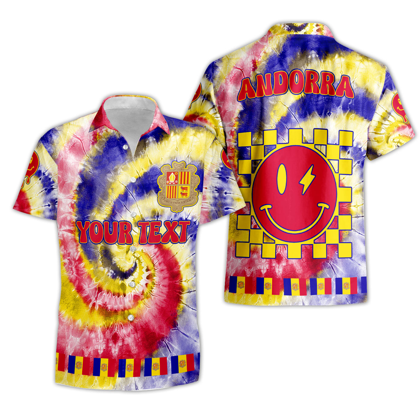 Andorra Short Sleeve Shirt Custom Tie Dye Style 3