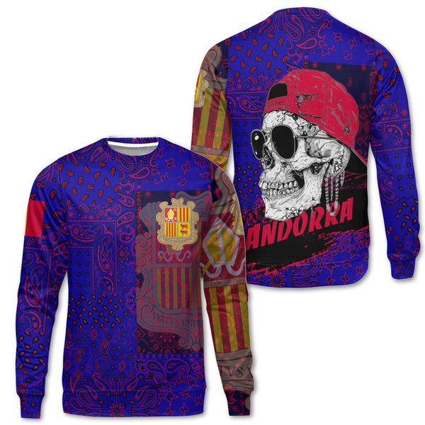 Andorra Sweatshirt Paisley Flag And Skull Style 1