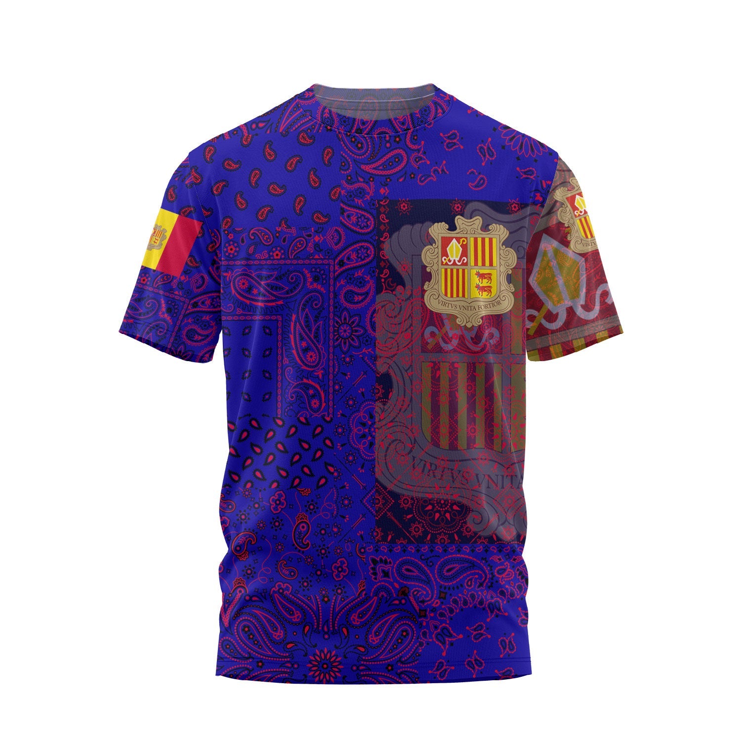 Andorra T Shirt Paisley Flag And Skull Style 1