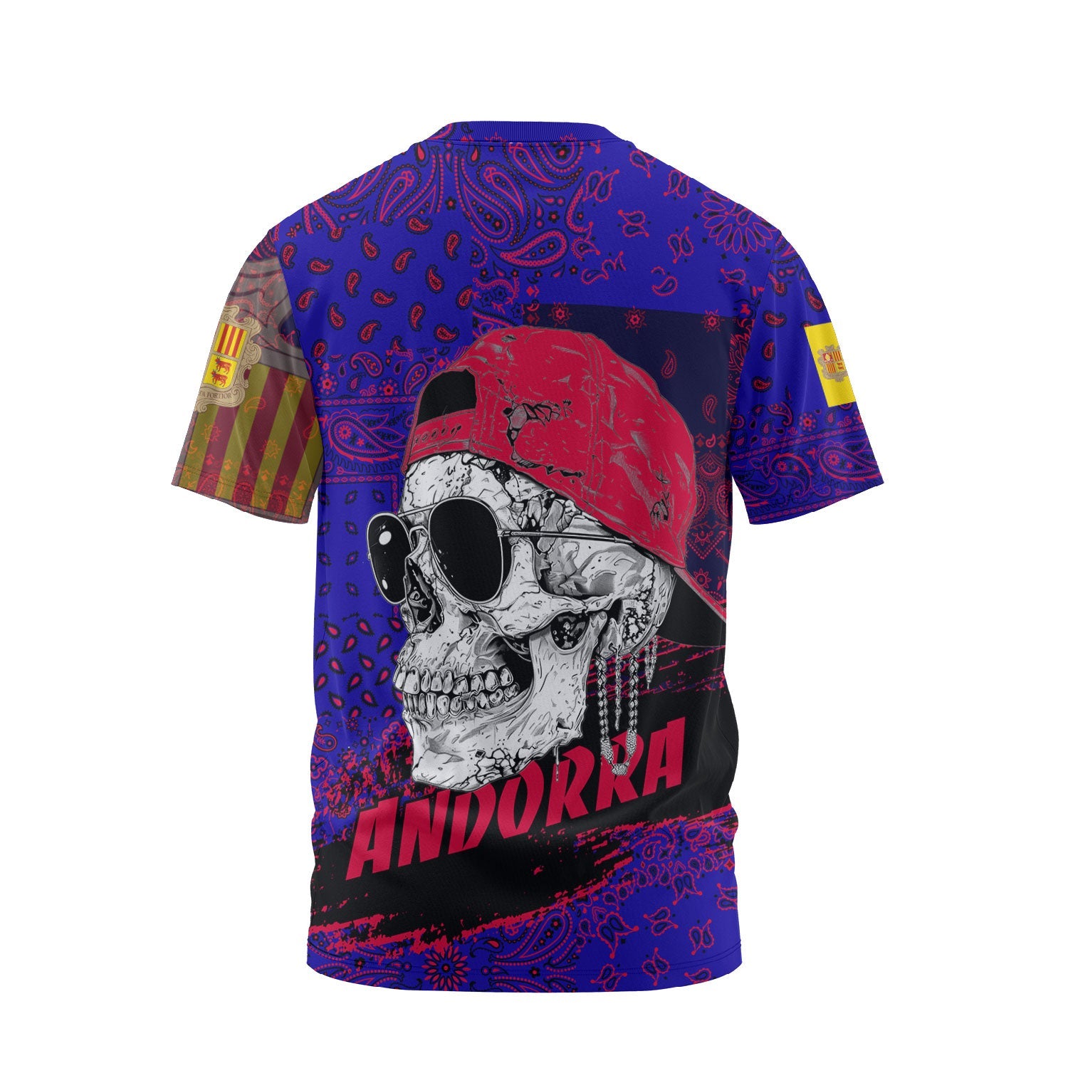 Andorra T Shirt Paisley Flag And Skull Style 2