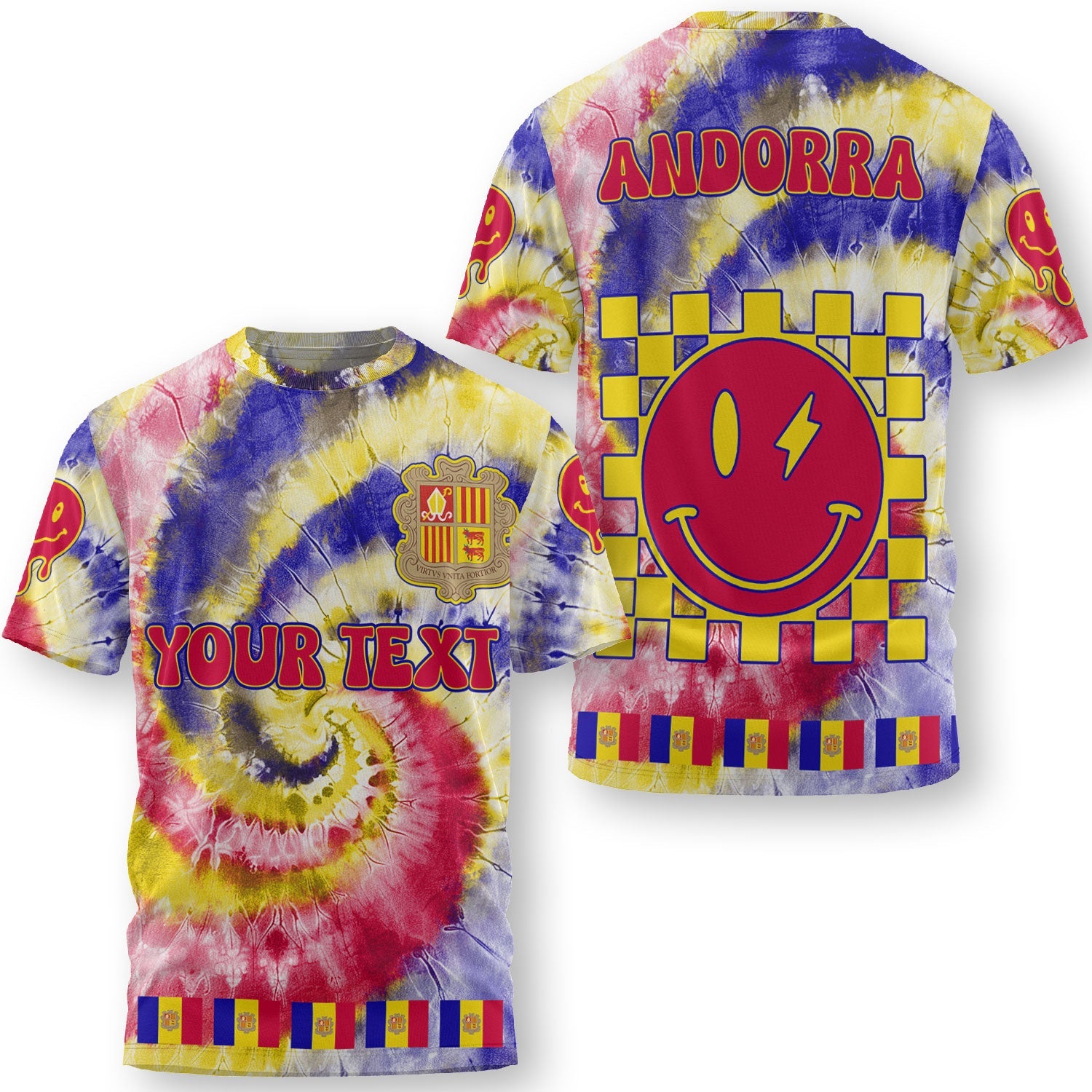 Andorra T Shirt Custom Tie Dye Style 3