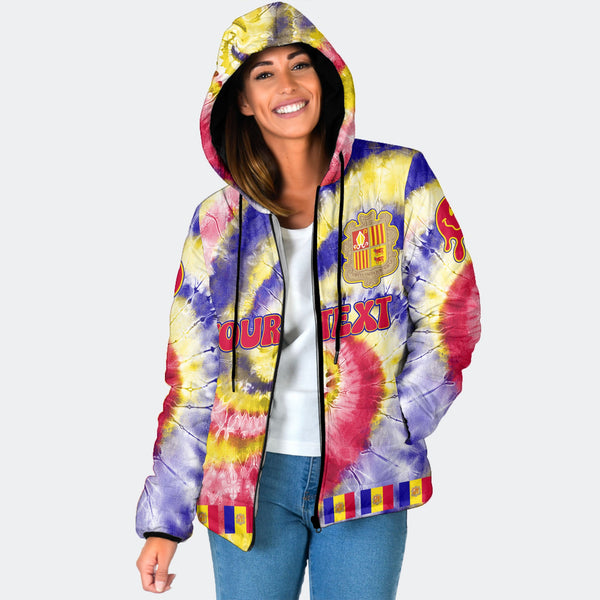 Andorra Women Hooded Padded Jacket Custom Tie Dye Style 1