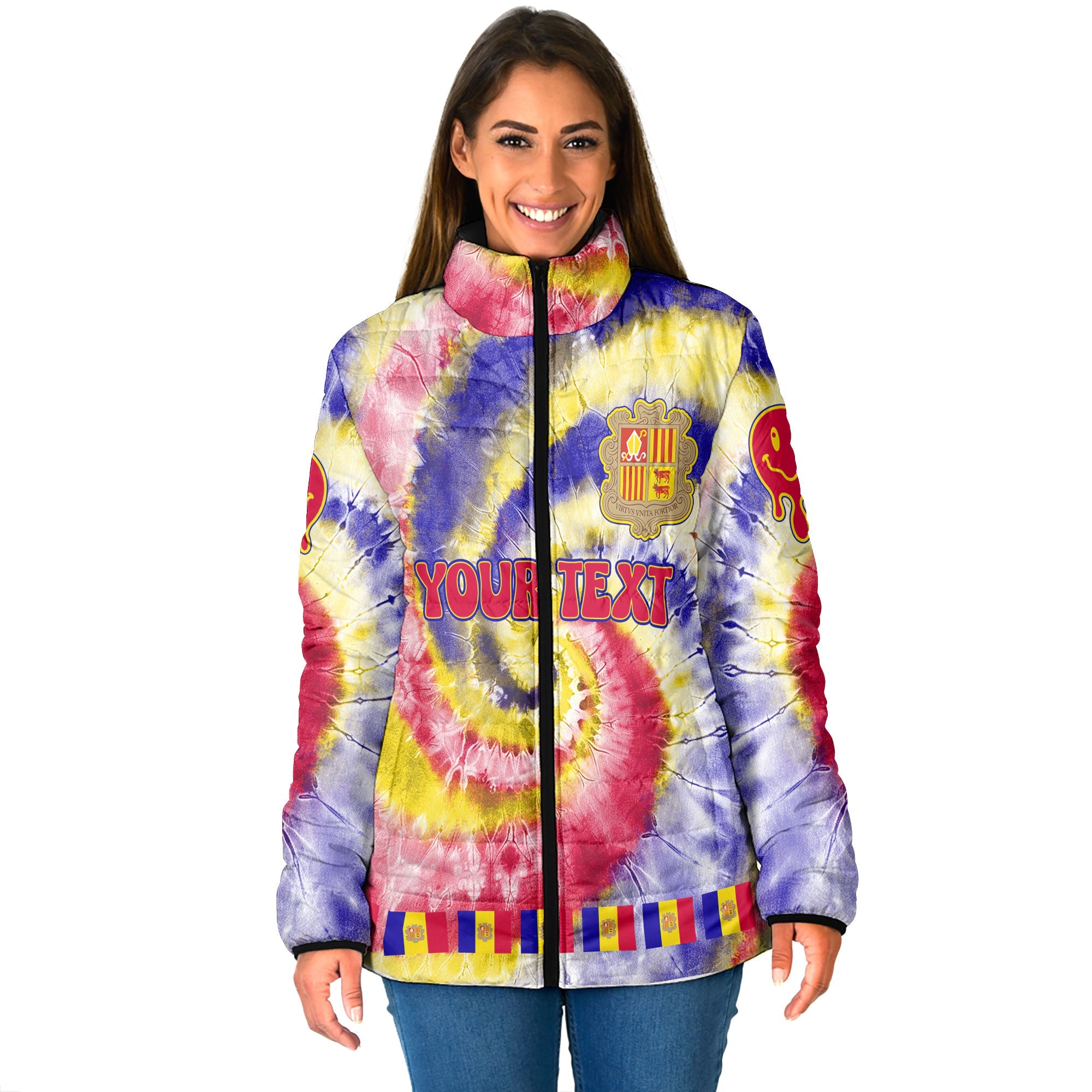 Andorra Women Padded Jacket Custom Tie Dye Style 1