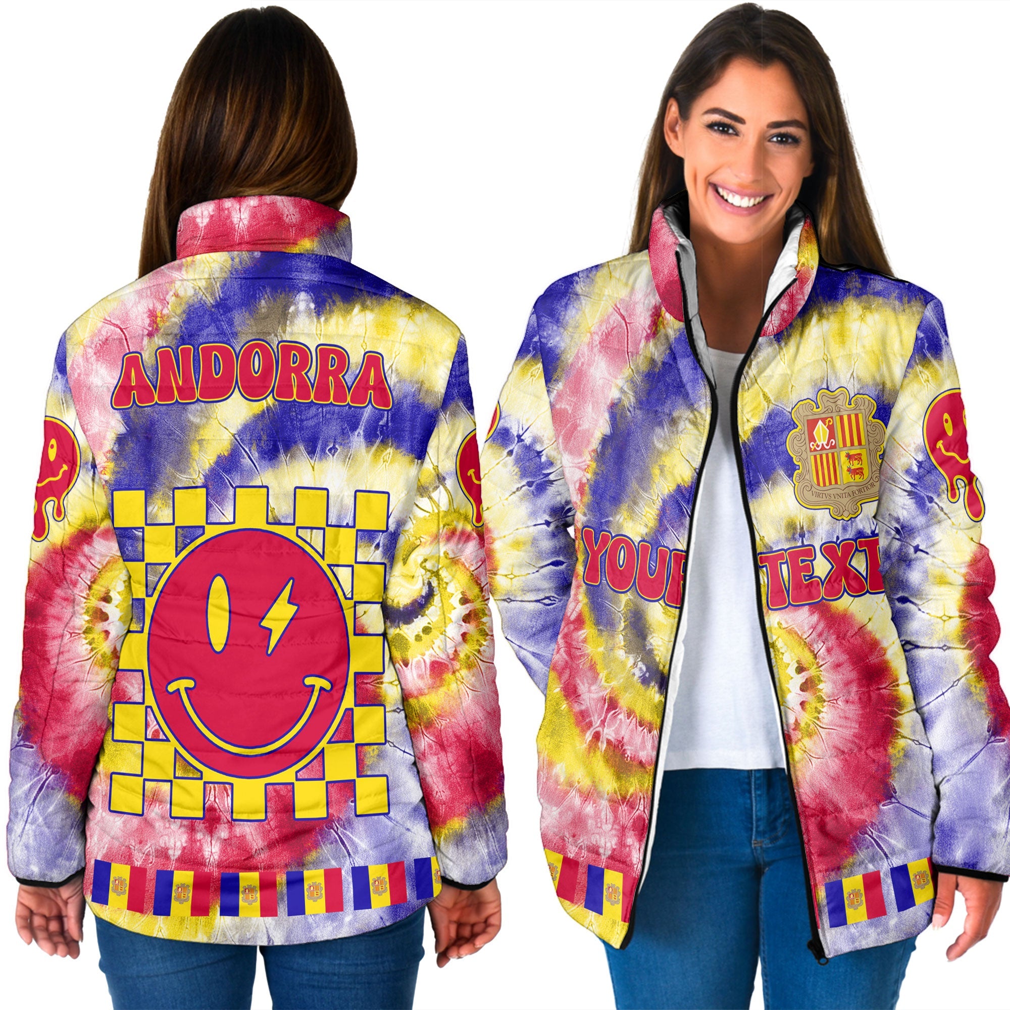 Andorra Women Padded Jacket Custom Tie Dye Style 3