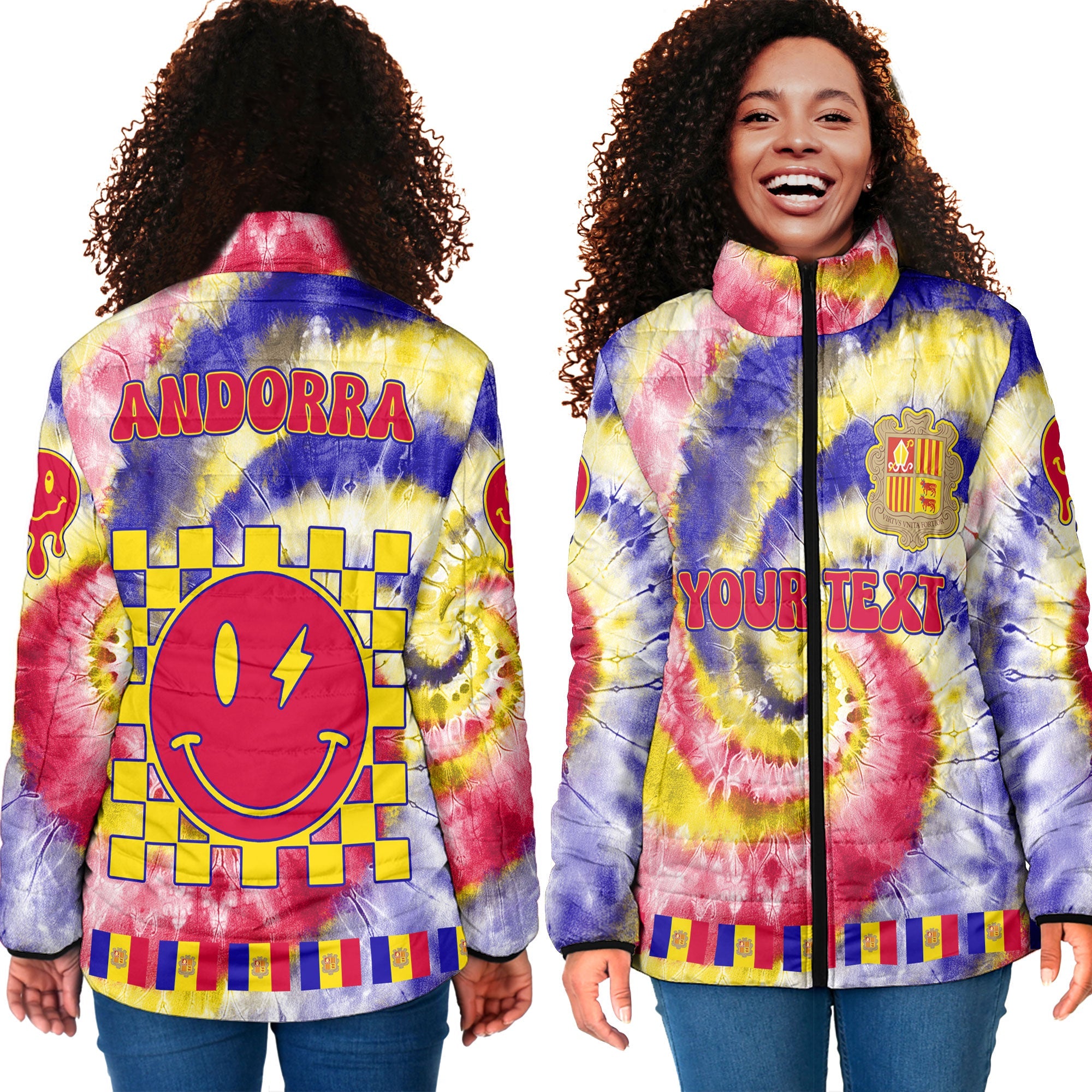 Andorra Women Padded Jacket Custom Tie Dye Style 4