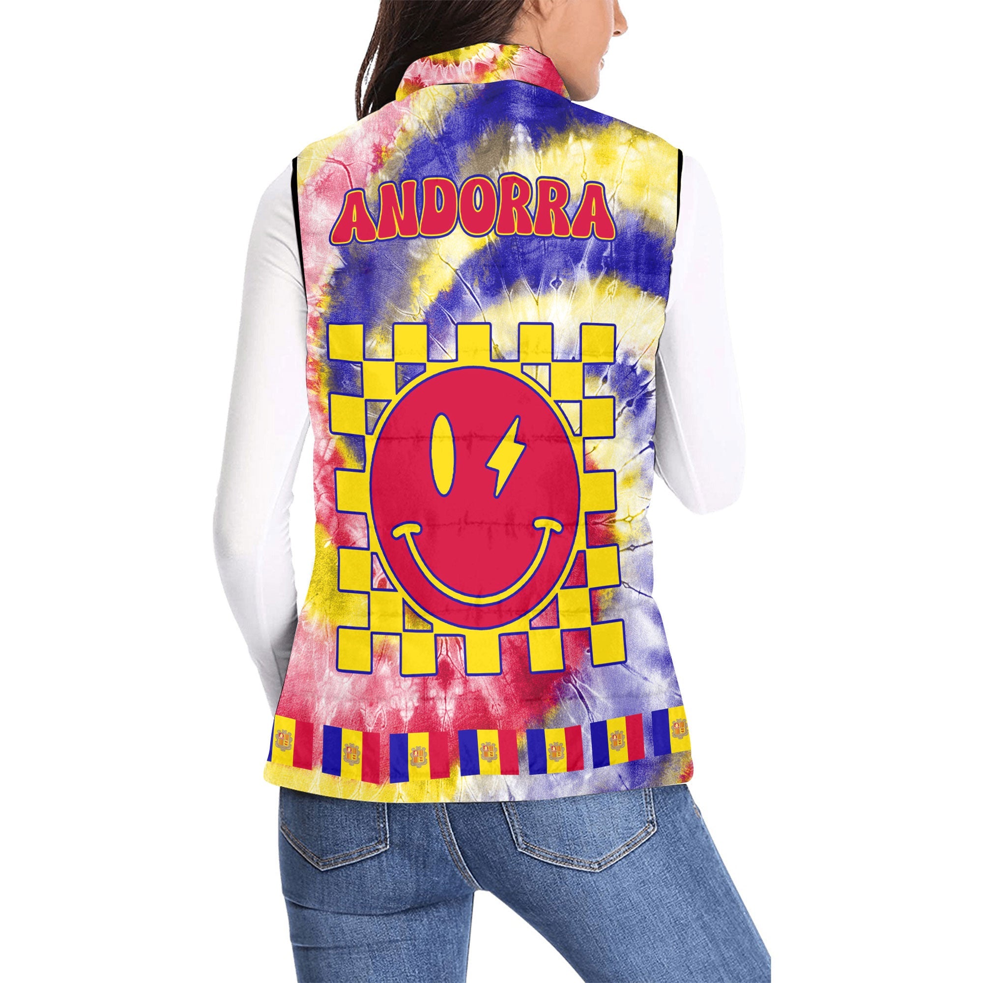 Andorra Women Padded Jacket Vest Custom Tie Dye Style 2