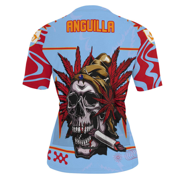 Anguilla Men's Cycling Jersey Flag & Coat Of Arms Marijuanas Style