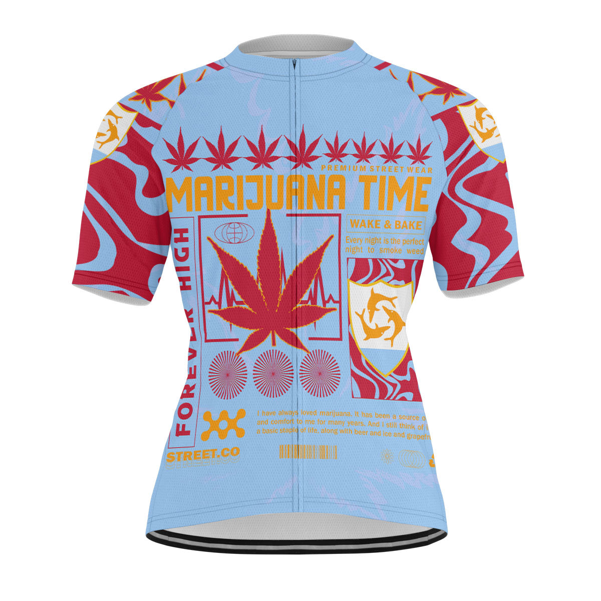 Anguilla Men's Cycling Jersey Flag & Coat Of Arms Marijuanas Style