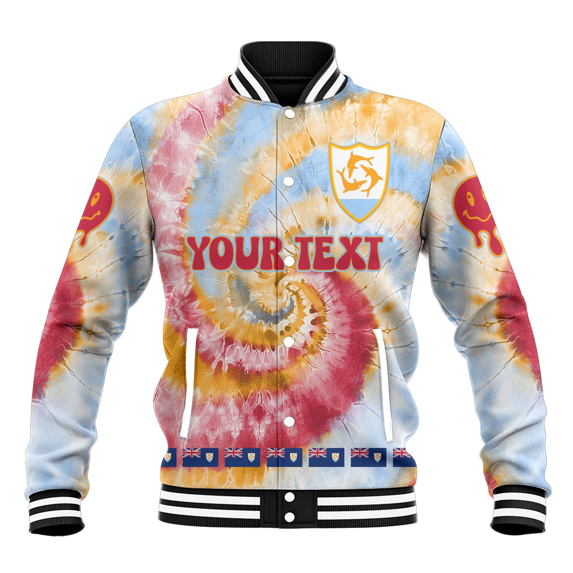 Anguilla Baseball Jacket Custom Tie Dye Style 2