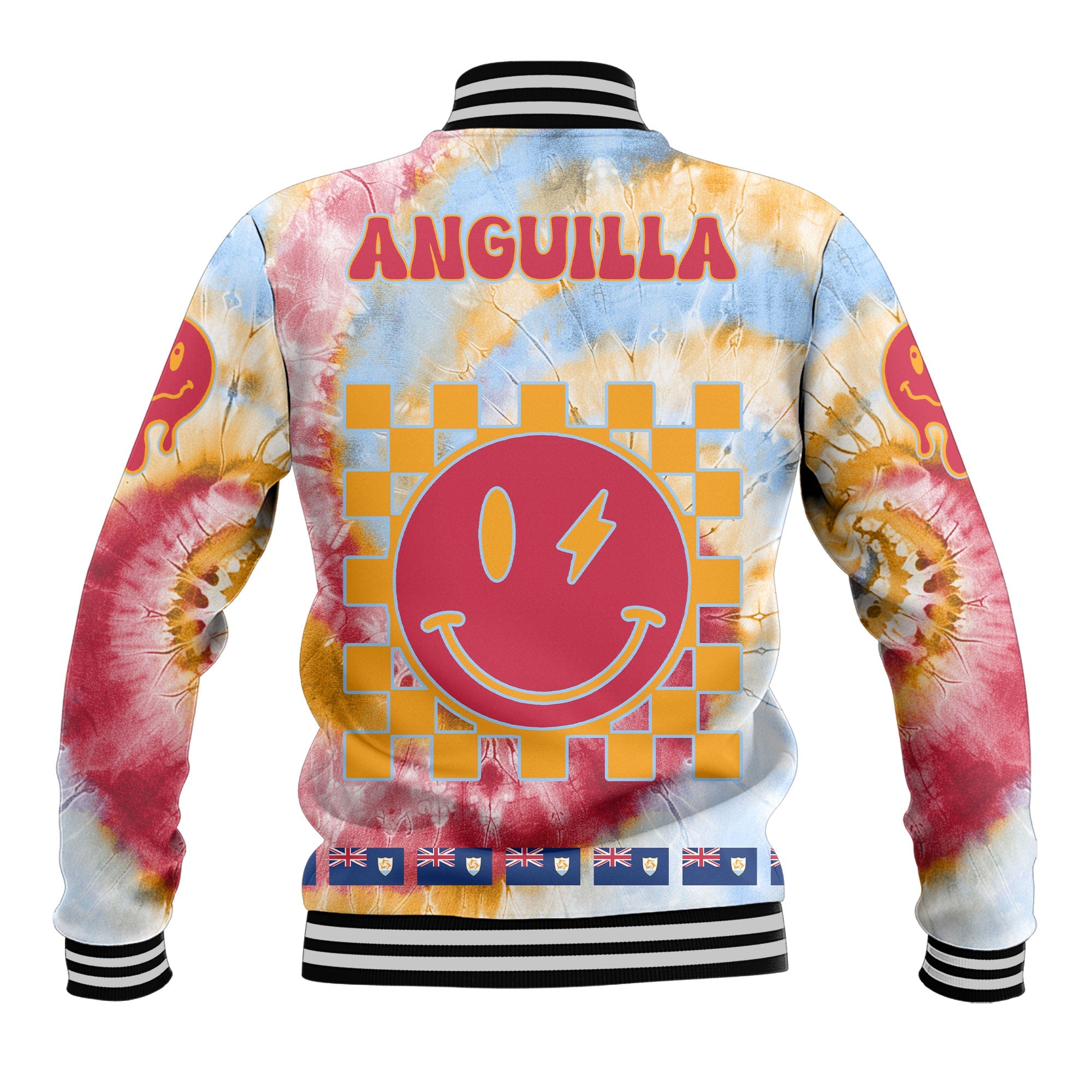 Anguilla Baseball Jacket Custom Tie Dye Style 3