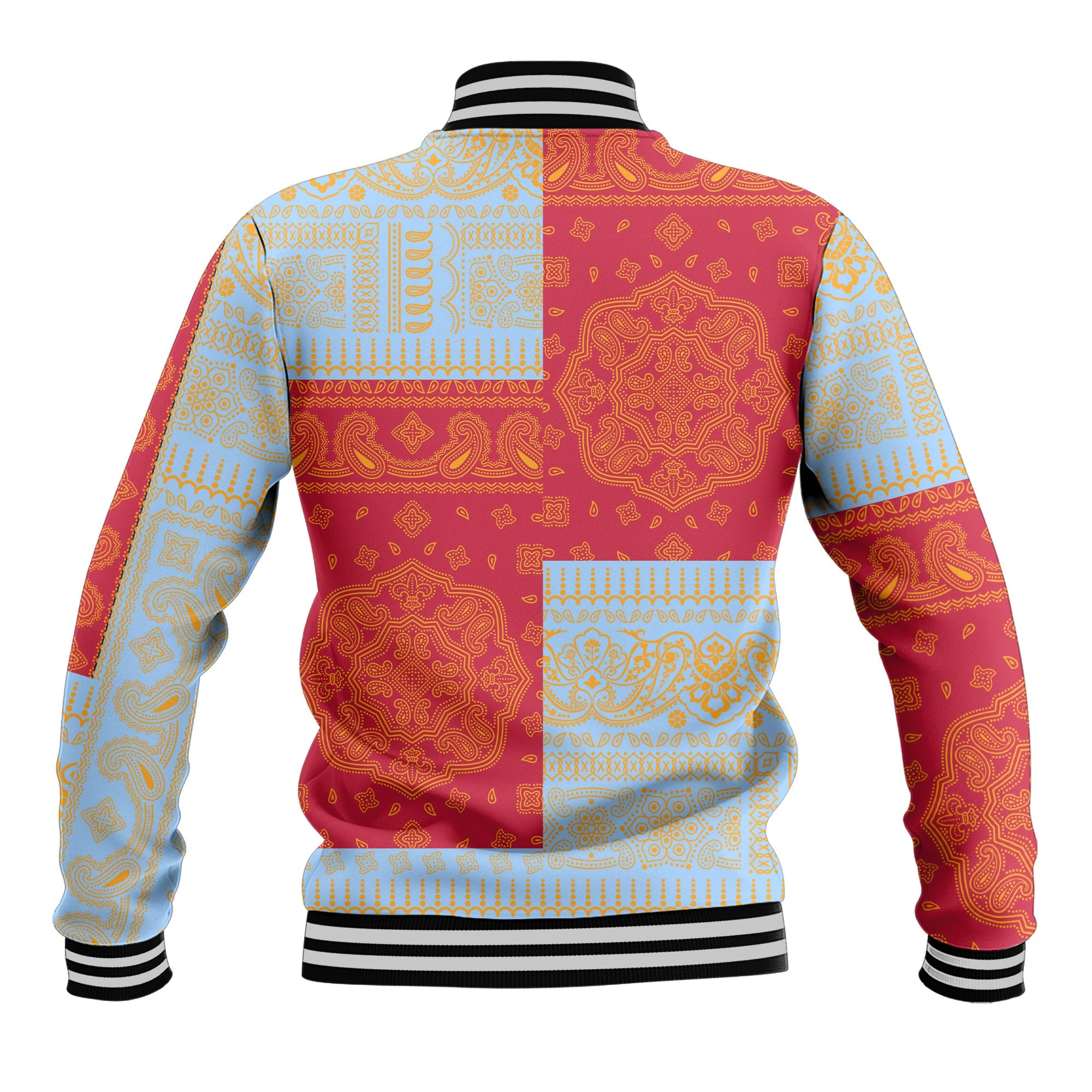 Anguilla Baseball Jacket Flag And Paisley Basic Style 3