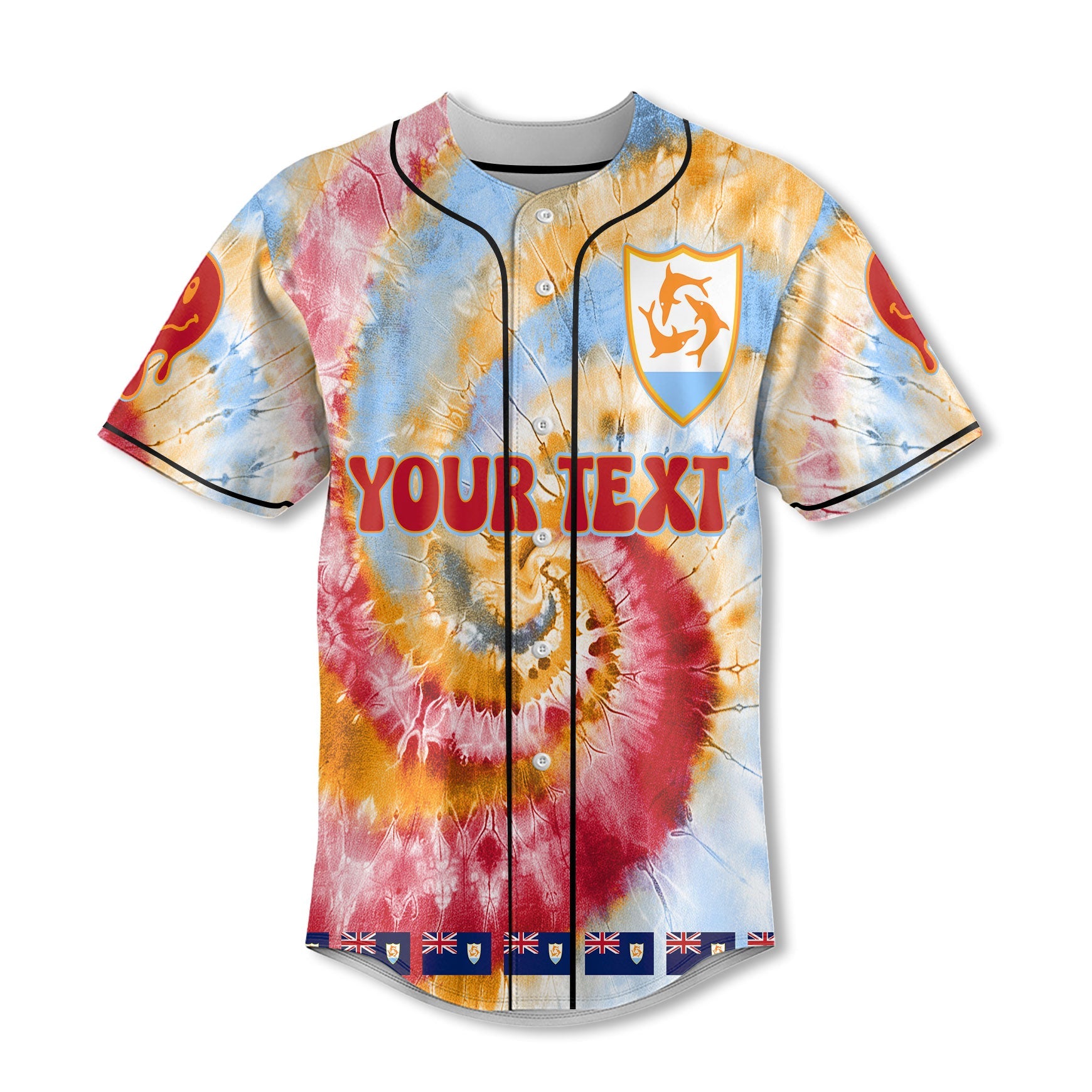 Anguilla Baseball Jersey Custom Tie Dye Style 2