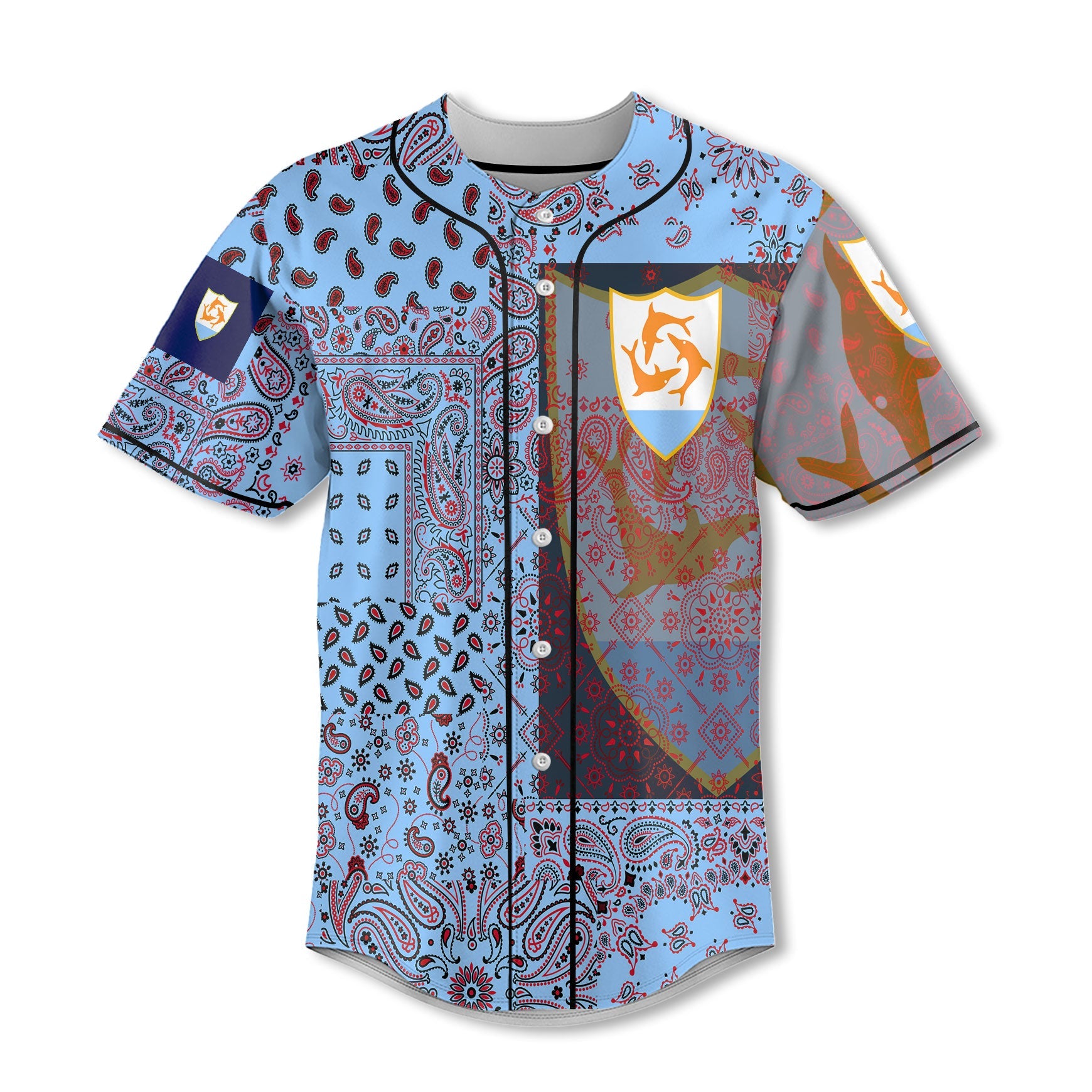 Anguilla Baseball Jersey Paisley Flag And Skull Style 2