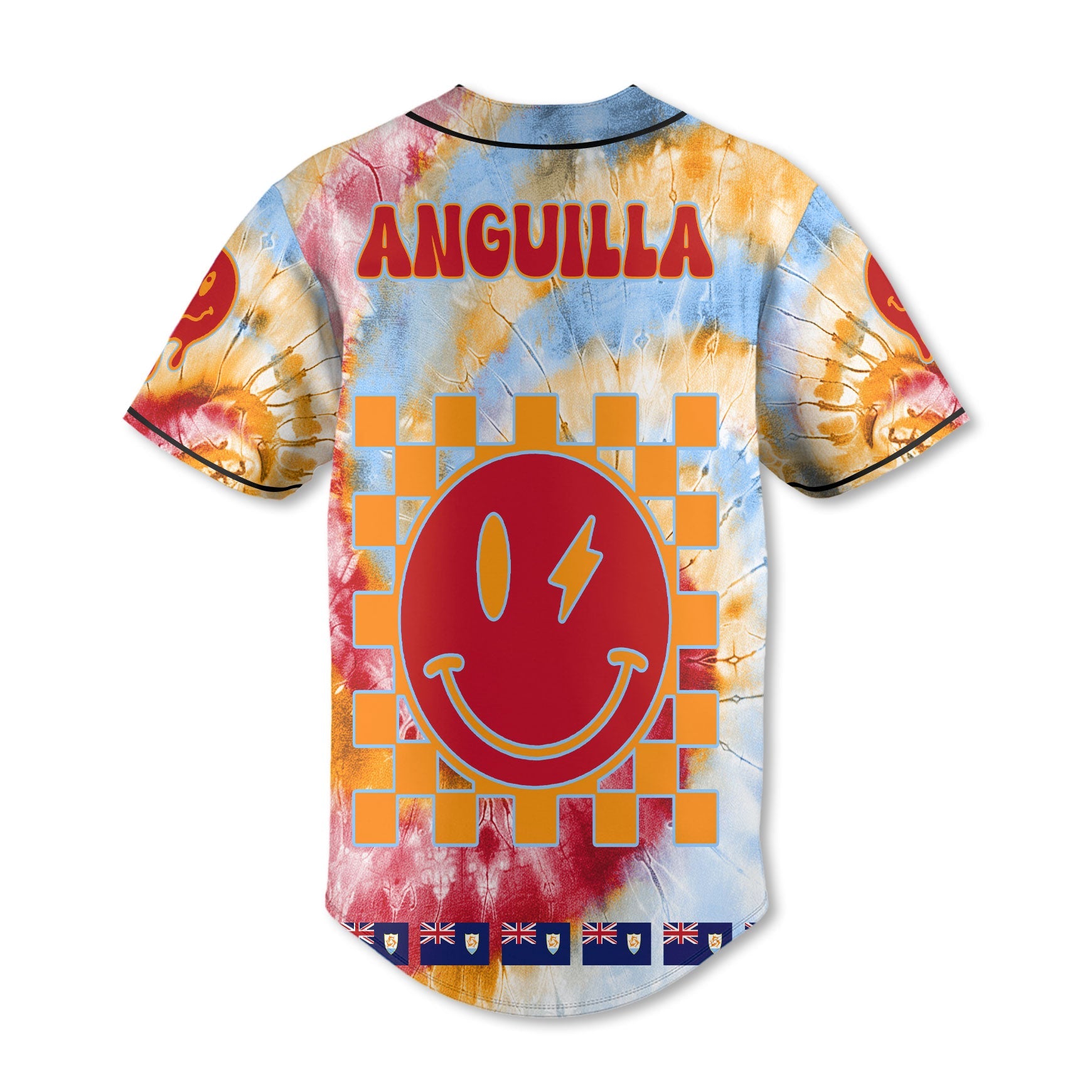 Anguilla Baseball Jersey Custom Tie Dye Style 3