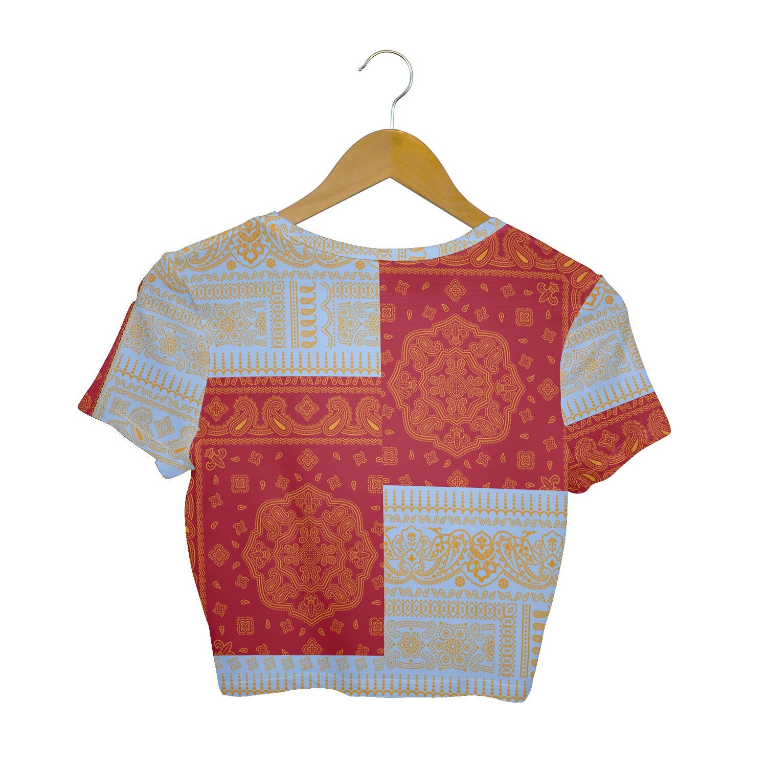 Anguilla Croptop T Shirt Flag And Paisley Basic Style 2