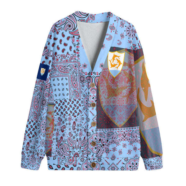 Anguilla Fleece Cardigan Paisley Flag And Skull Style 1