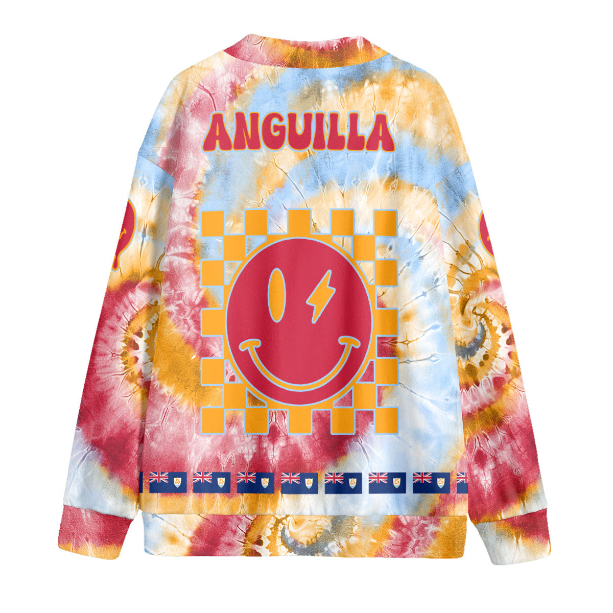 Anguilla Fleece Cardigan Custom Tie Dye Style 2