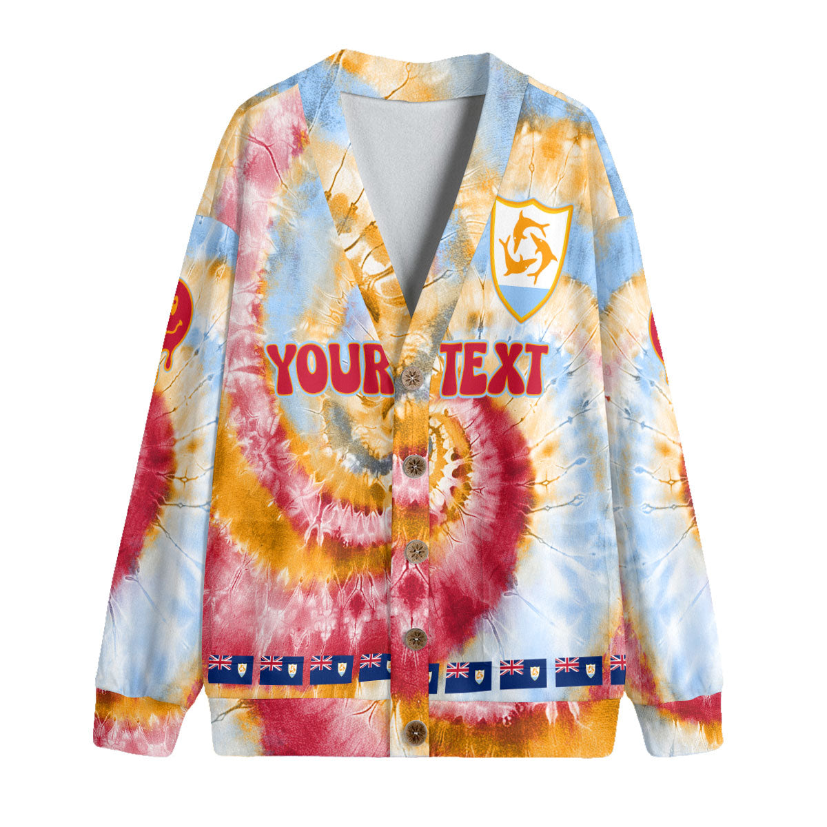 Anguilla Fleece Cardigan Custom Tie Dye Style 4