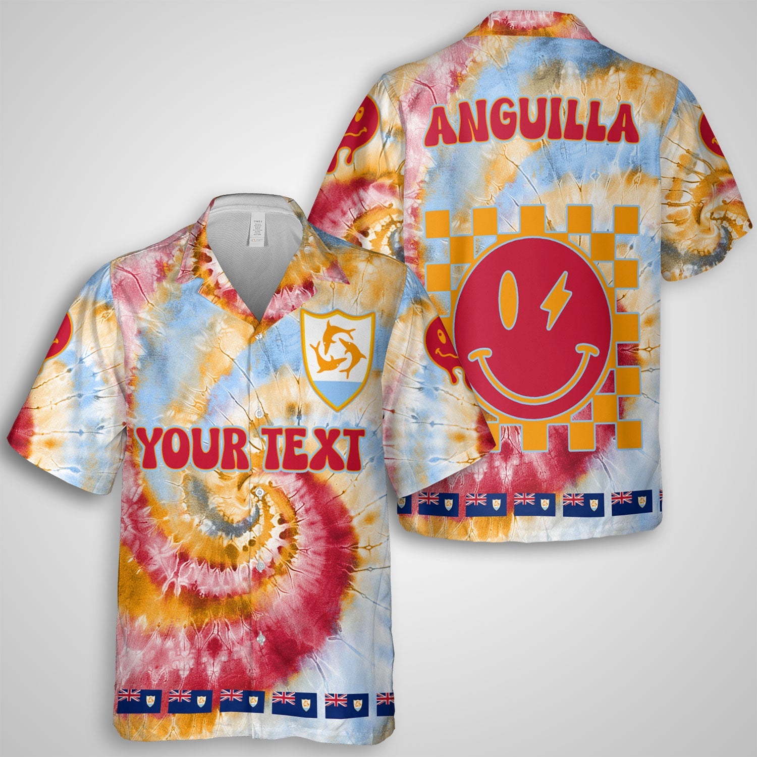 Anguilla Hawaiian Shirt Custom Tie Dye Style 1