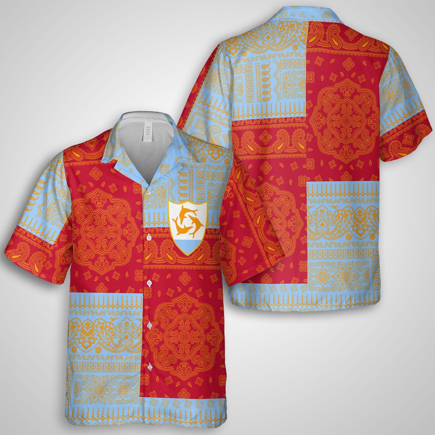 Anguilla Hawaiian Shirt Flag And Paisley Basic Style 1