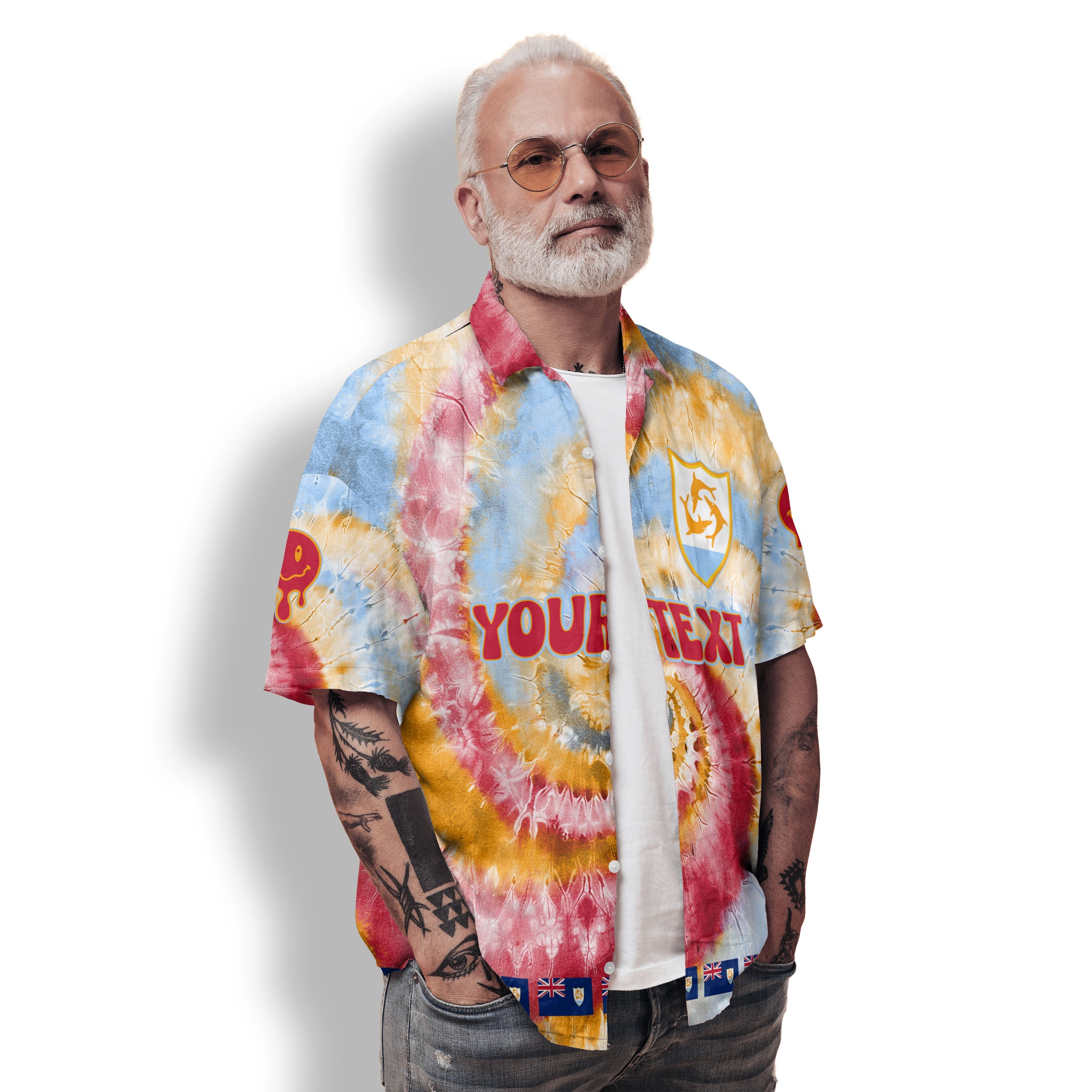 Anguilla Hawaiian Shirt Custom Tie Dye Style 2