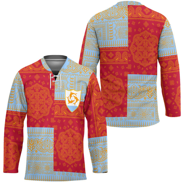 Anguilla Hockey Jersey Flag And Paisley Basic Style 1