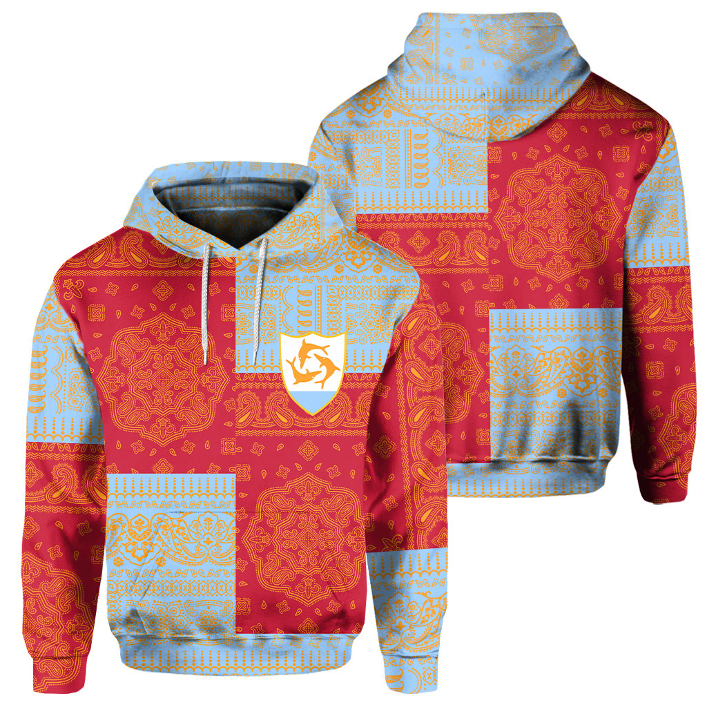 Anguilla Hoodie Flag And Paisley Basic Style 1