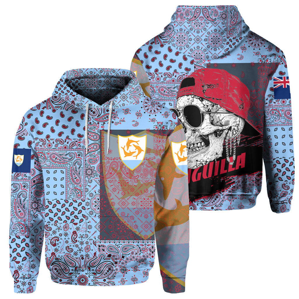 Anguilla Hoodie Paisley Flag And Skull Style 1